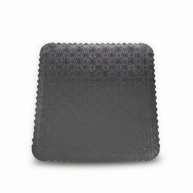 Base cuadrada plateada 3MM con borde festoneado