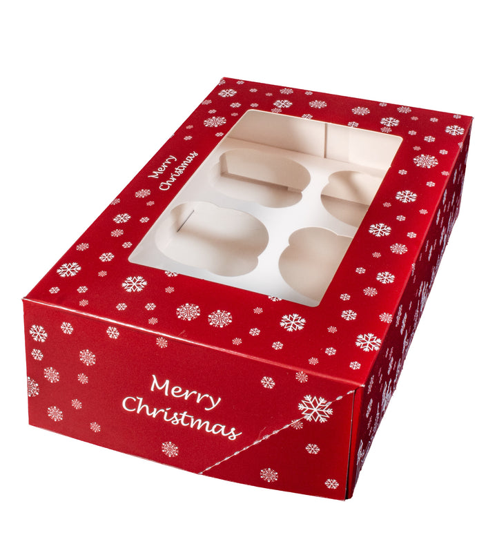 Caja navideña para cupcake (capacidad 6 cupcakes)