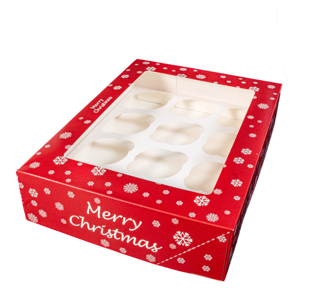 Caja navideña para cupcake (capacidad 6 cupcakes)