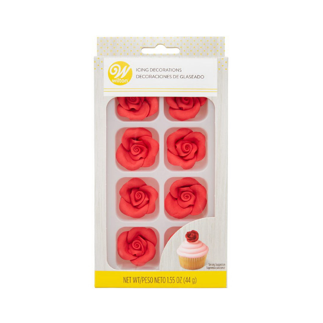 Decoración de icing de rosas rojas