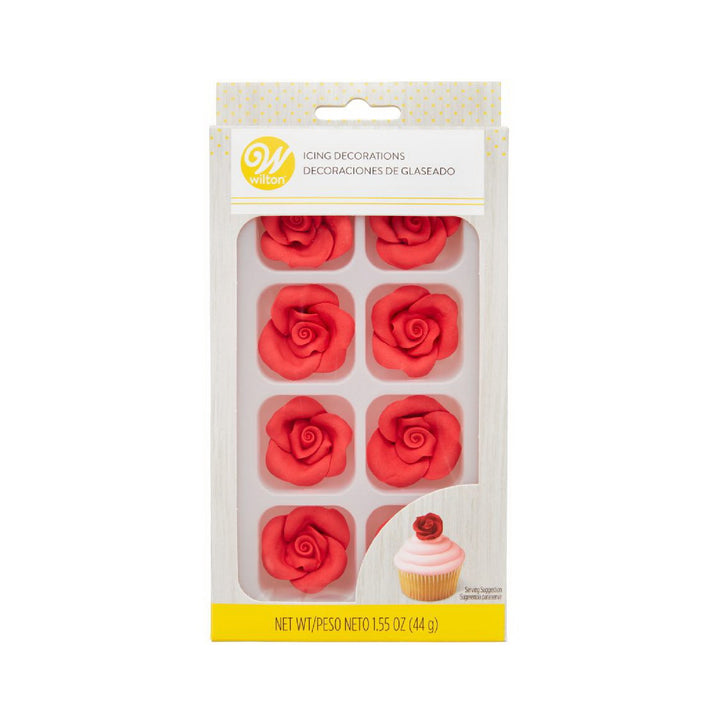 Decoración de icing de rosas rojas