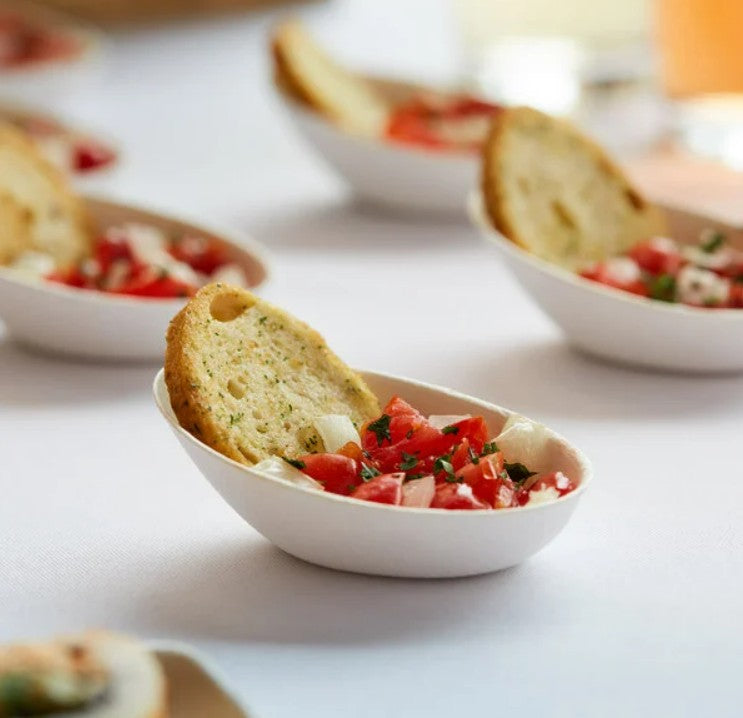 Plato compostable para aperitivos