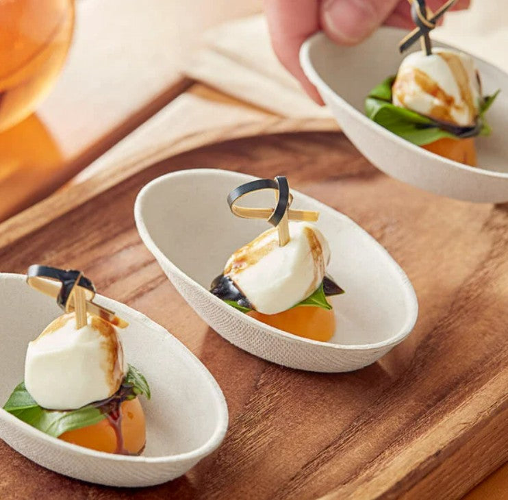 Plato compostable para aperitivos
