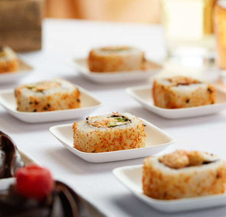 Plato compostable para aperitivos