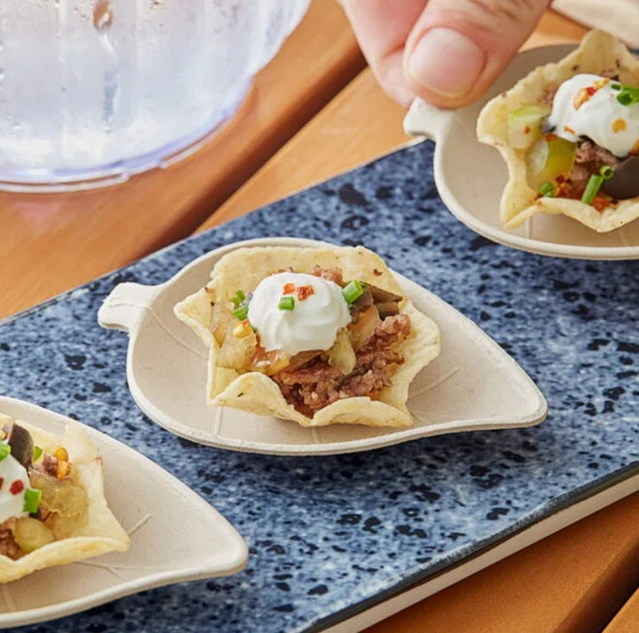 Plato compostable para aperitivos