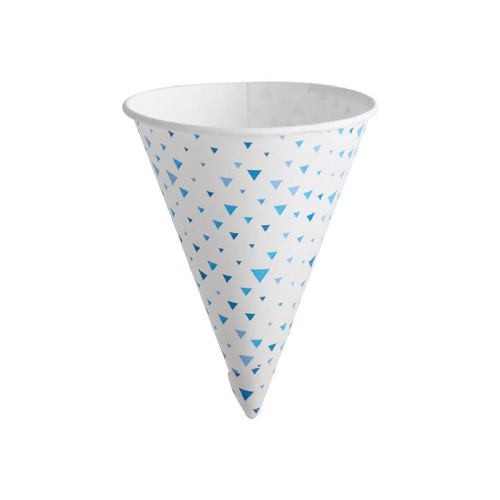 Vaso cónico de papel con borde enrollado blanco de 4oz