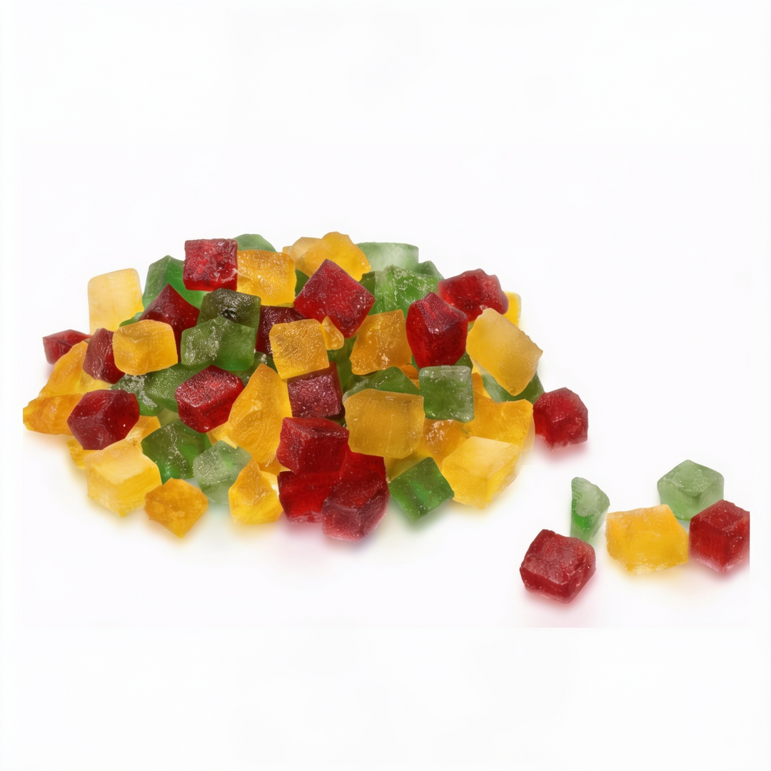 Fruta confitada caramelizada