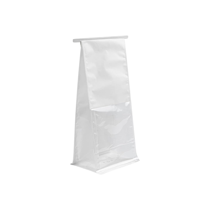 Bolsa blanca con ventana con cierre