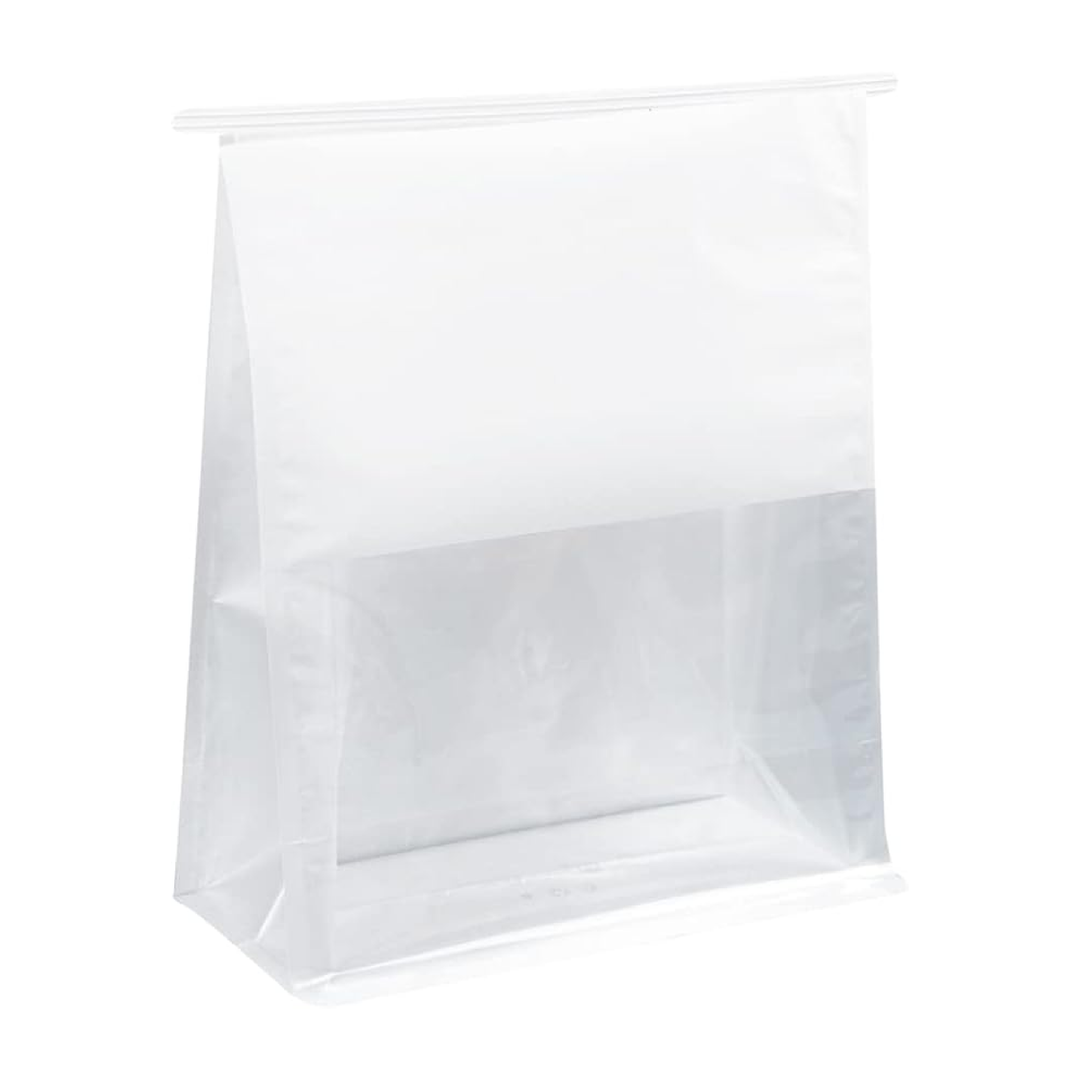 Bolsa blanca con ventana con cierre