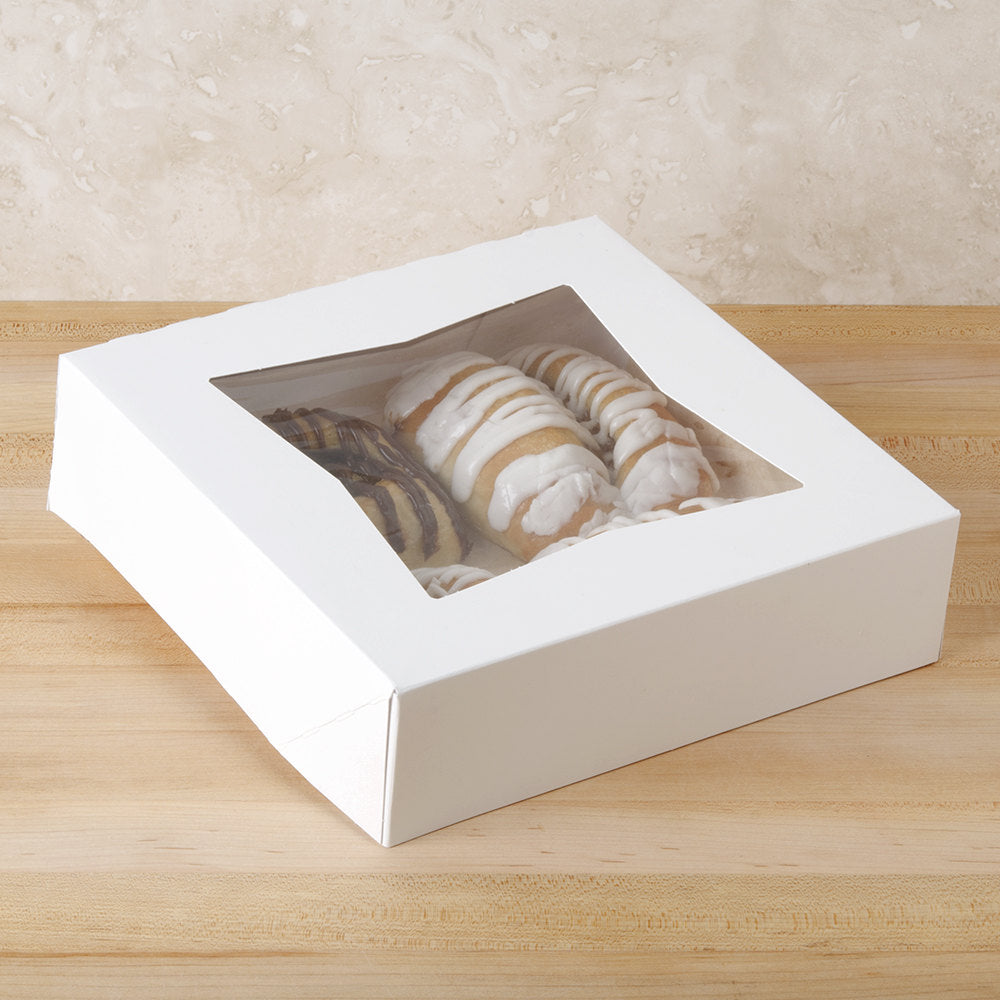 Caja blanca con ventana 9" x 9" x 2 1/2"