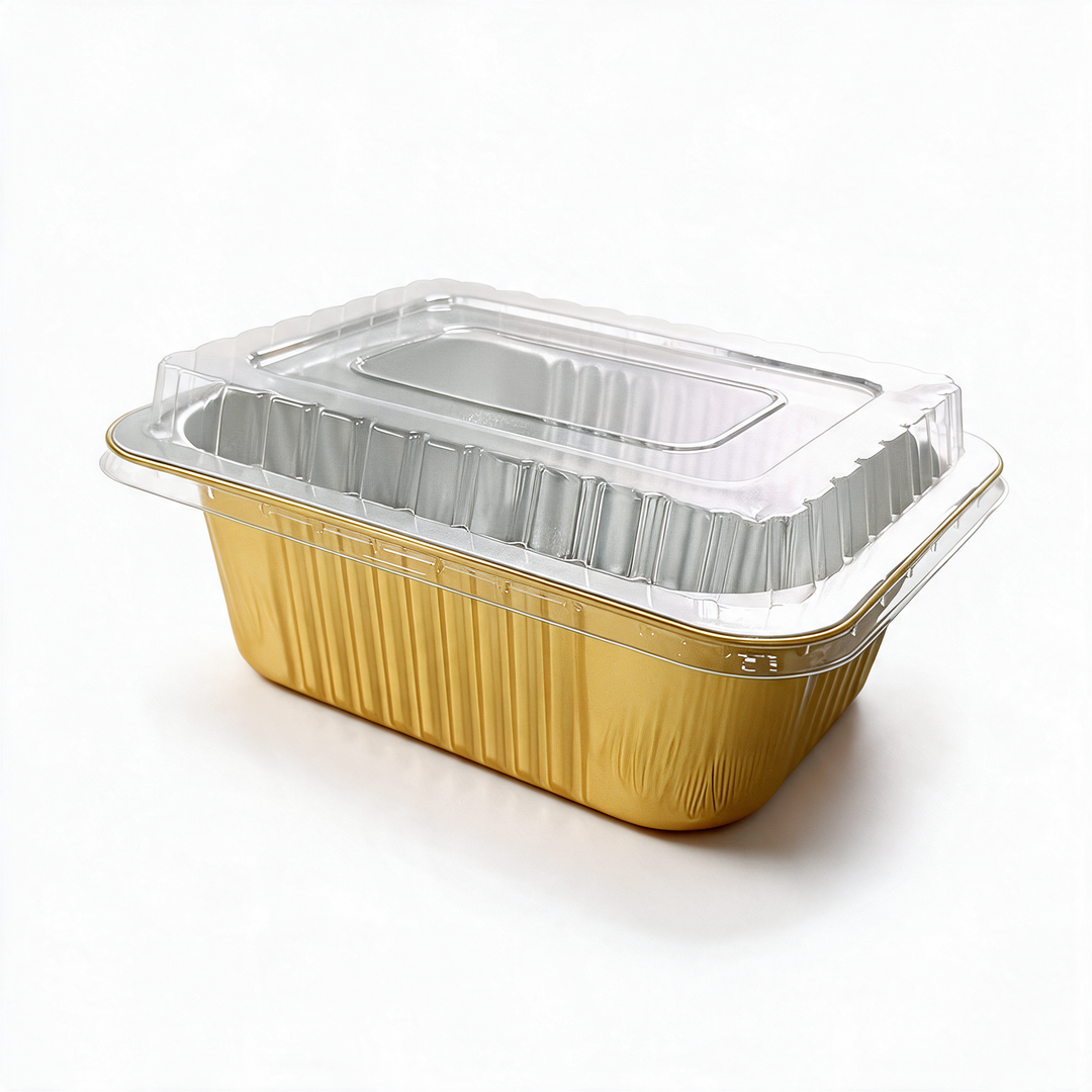 Bandeja rectangular de aluminio dorado