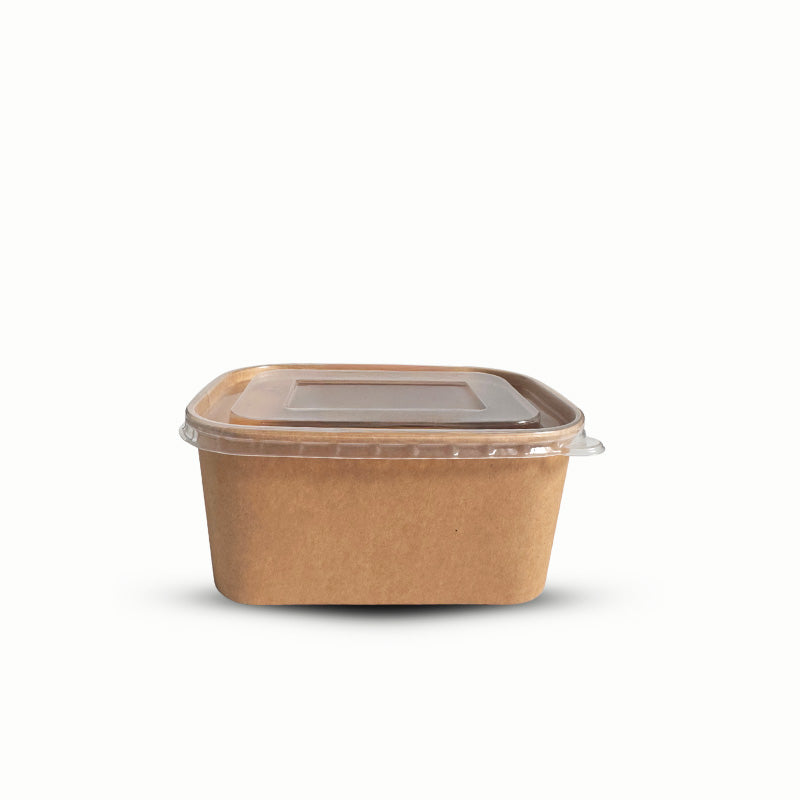 Contenedor rectangular Kraft con tapa