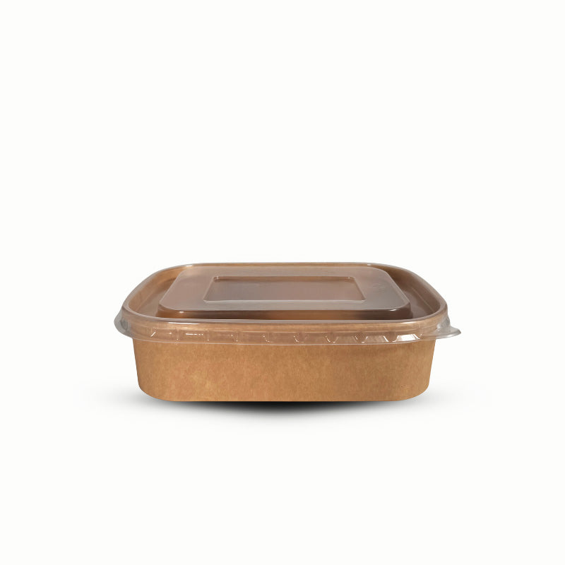 Contenedor rectangular Kraft con tapa