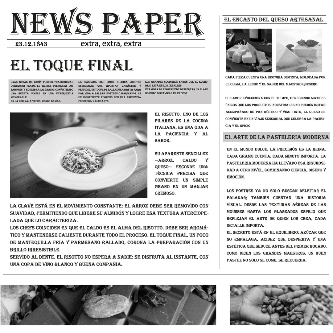Papel antigrasa diseño news paper 12x12"