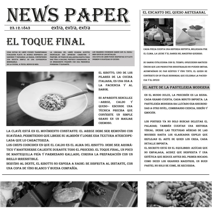 Papel antigrasa diseño news paper 12x12"
