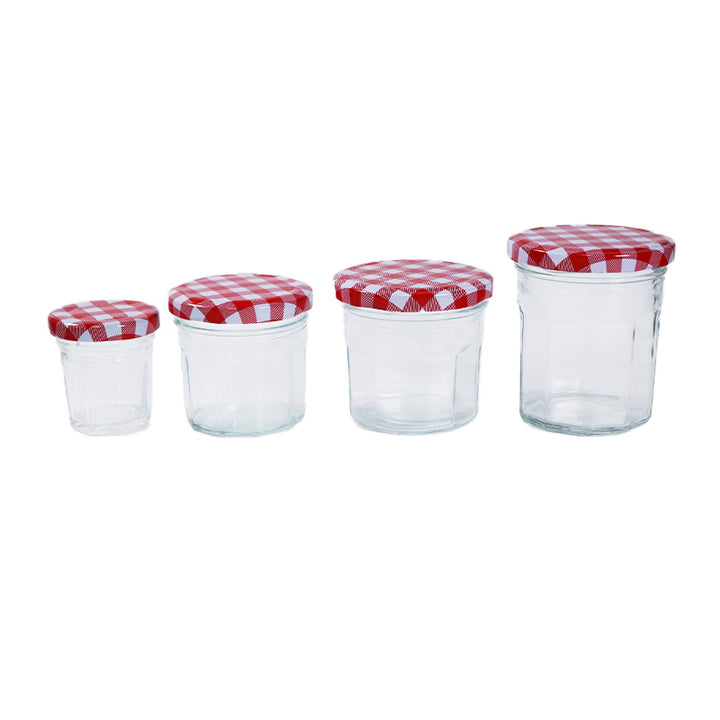 Frascos de vidrio multiuso tapa roja