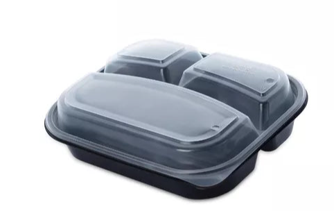 Envase platico de 3 divisiones
