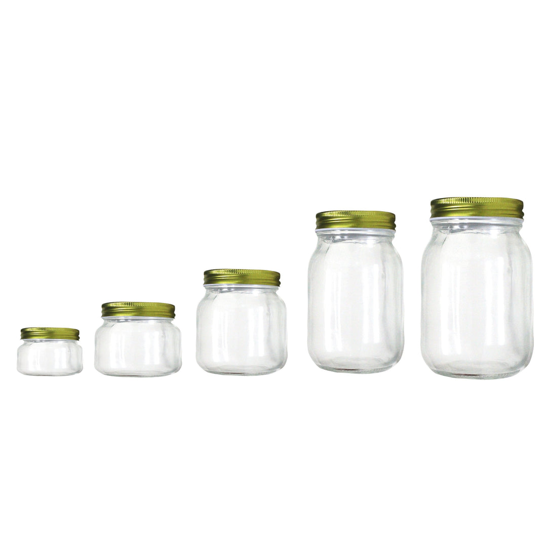 Frascos de vidrio multiuso Tapa Dorada (Mason Jars)