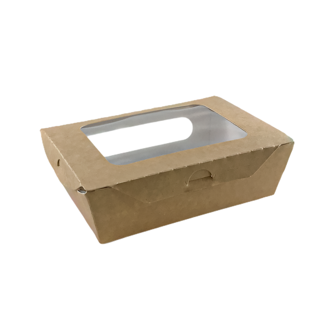 Caja kraft para ensaladas con ventana (disponible en 3 tamaños)