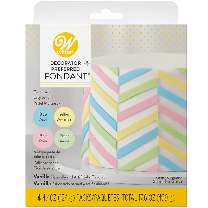 Fondant colores pastel surtidos  4 colores wilton